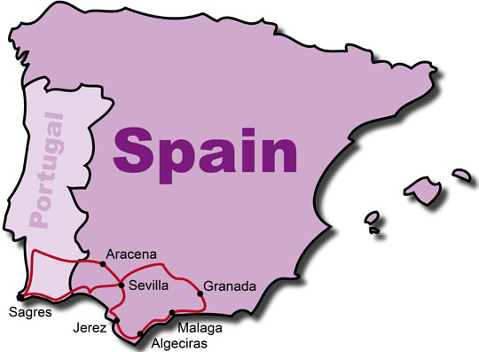 Die Route für die Andalusien Motorrad Reisen mit Reuthers
