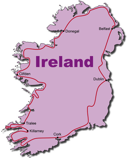 Die Route für die Motorradreisen Irland